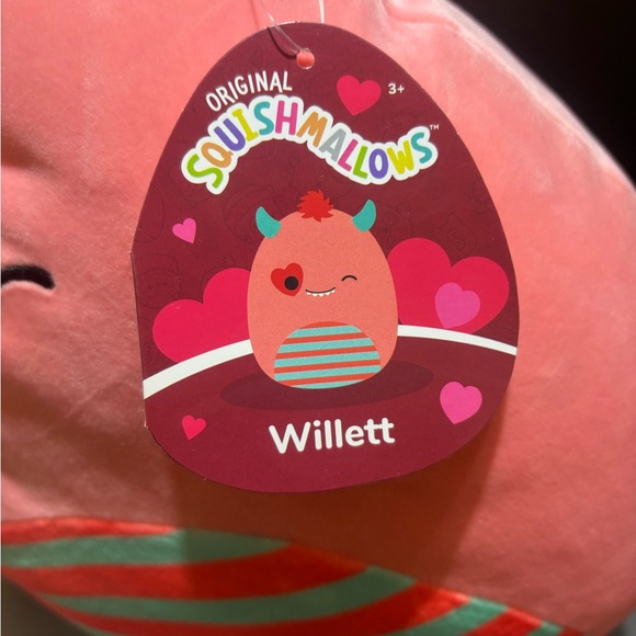 Squishmallows Willett NWT 12 in Pink Heart Monster w/ Stripes & Heart
Eye - Picture 2 of 2